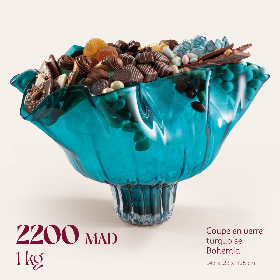 Coupe en verre turquoise Bohemia